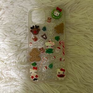 Handmade Christmas Holiday Hello Kitty Kawaii Charm Junk iPhone 13 14 Case